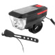 Bicycle flashlight CREE-T6 LED (battery, solar battery, signal, micro USB) 